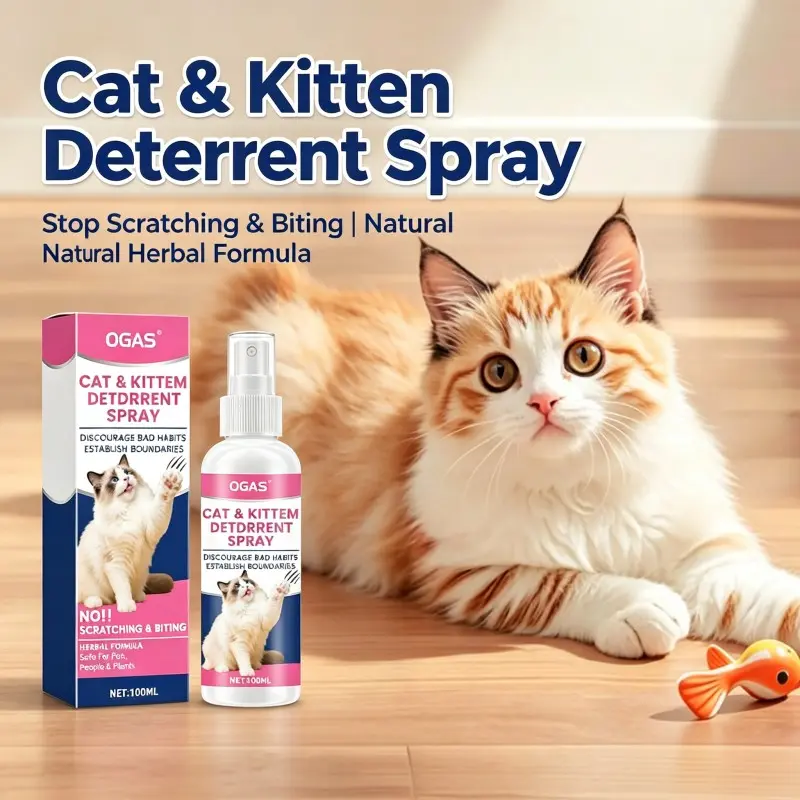 OGAS Cat & Kitten Deterrent Spray, Natural Herbal Formula, Stop Cat Scratching Furniture & Biting, Correct Bad Behaviors, Create No-Go Zones