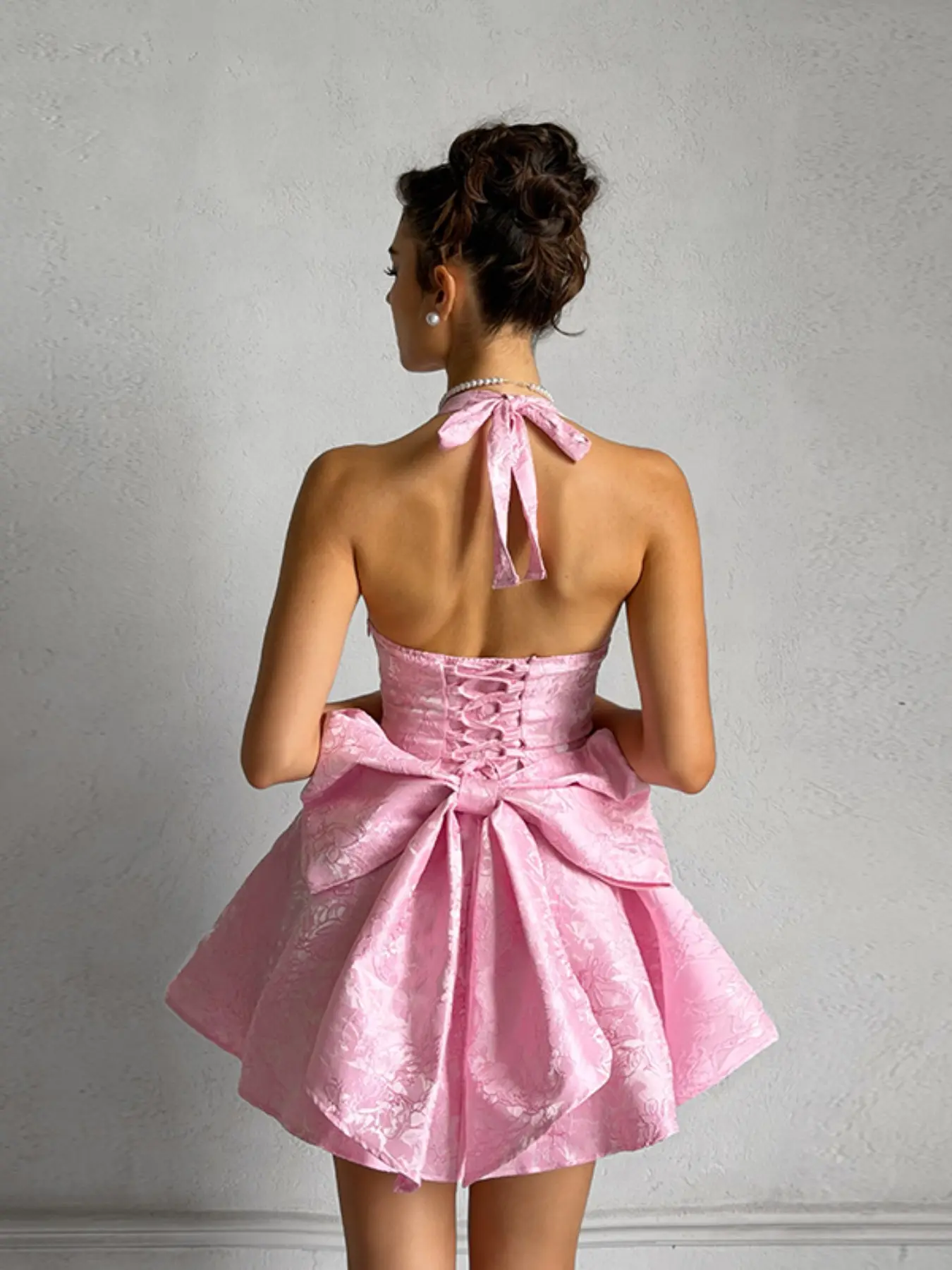 Elegant Summer Floral Halter Dress with Bow, Formal, Evening Party Dresses, Perfect for Daily Wear, Parties, and Weddings, Women's Fashionable Midi Dress