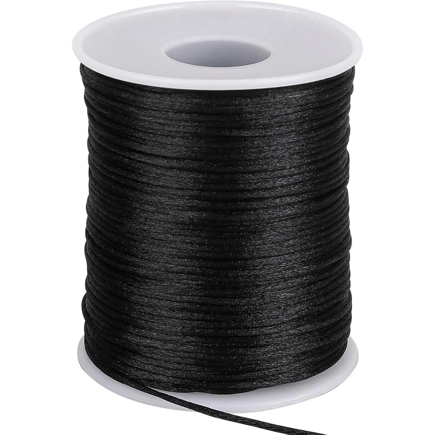 1.5mm X 110 Yards Nylon Satin Cord Black Necklace String Wind Chime Cord  for Bracelet  Making Macrame Waxed Trim Cord Multi-Use Silk Cord for Braided Beading, Lanyards, Craft