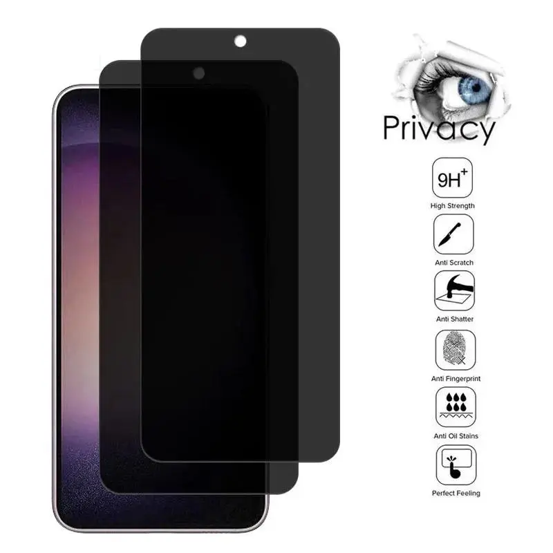 Privacy Tempered Glass for Samsung Galaxy S24 S23 Plus Anti-spy Screen Protector Fingerprint Function for Samsung S22 S26 S25