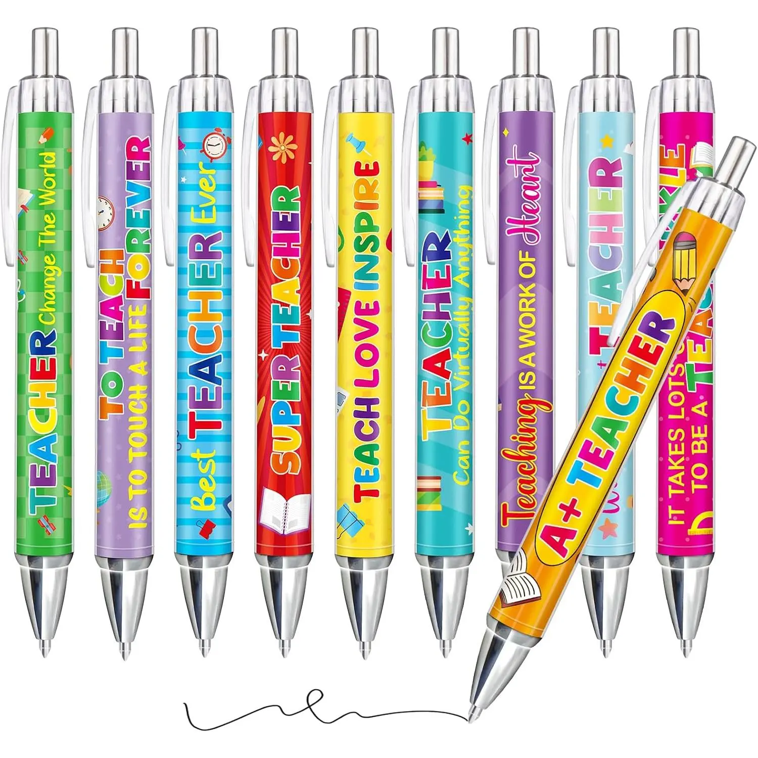 Teacher Pens Teacher Appreciation Pens Thank You Teachers Ballpoint Pen with Sayings for  Students  to School Classroom Holiday Gratitude Supplies 10 count