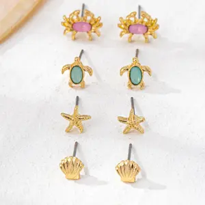1 pair of stylish and simple vacation ocean style starfish temperament versatile stud earrings