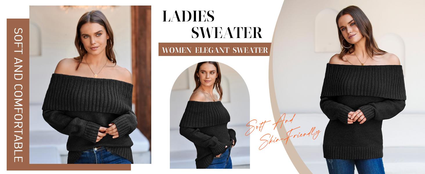 Saodimallsu Womens Off The Shoulder Sweaters Oversized Long Sleeve Loose Ribbed Knit Fall Trendy Pullover Tops Knitwear Womenswear SpringStatements