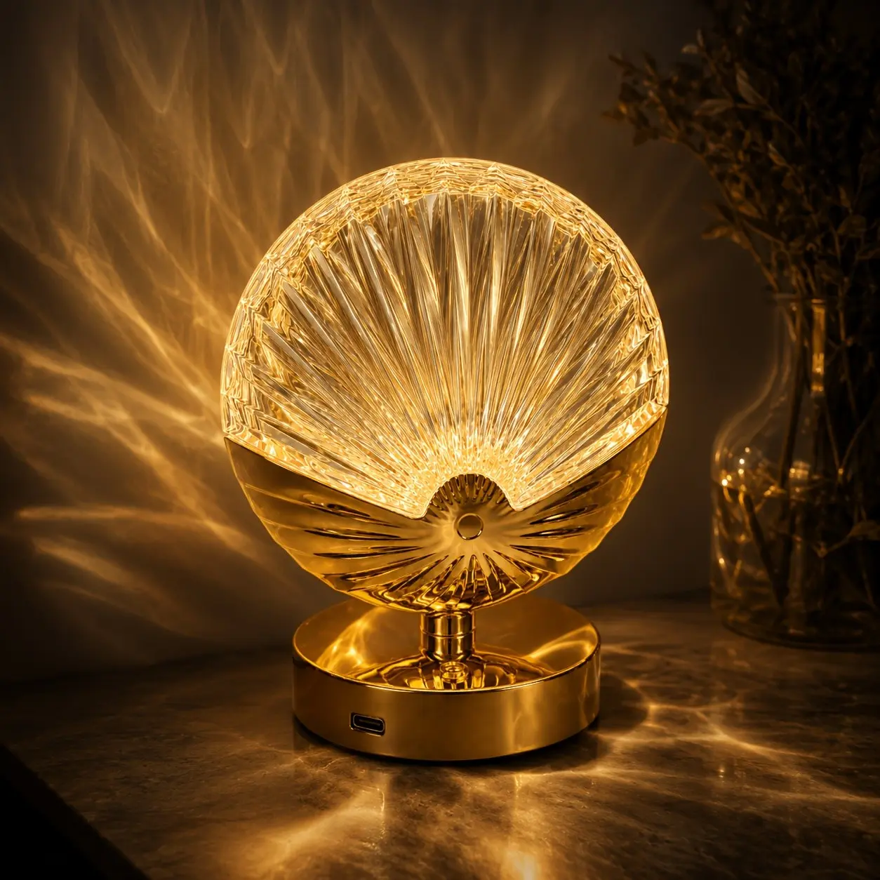 Touch Color Changing Seashell Shaped Portable LED Lamp, 3 Color Modes, USB Rechargeable Bedside Reading Night Light, Decor Table Lamp for Bedroom Living Room Kitchen Dining Room