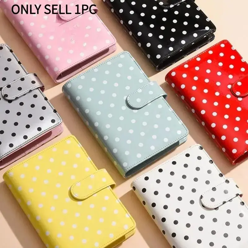 A6 Polka Dot Binder Notebook, Macaron Custom Cash Budget Planner, Refillable 6 Ring Loose Leaf Journal Organizer, Financial Planning Expense Tracking Notebook for Personal Budget Management