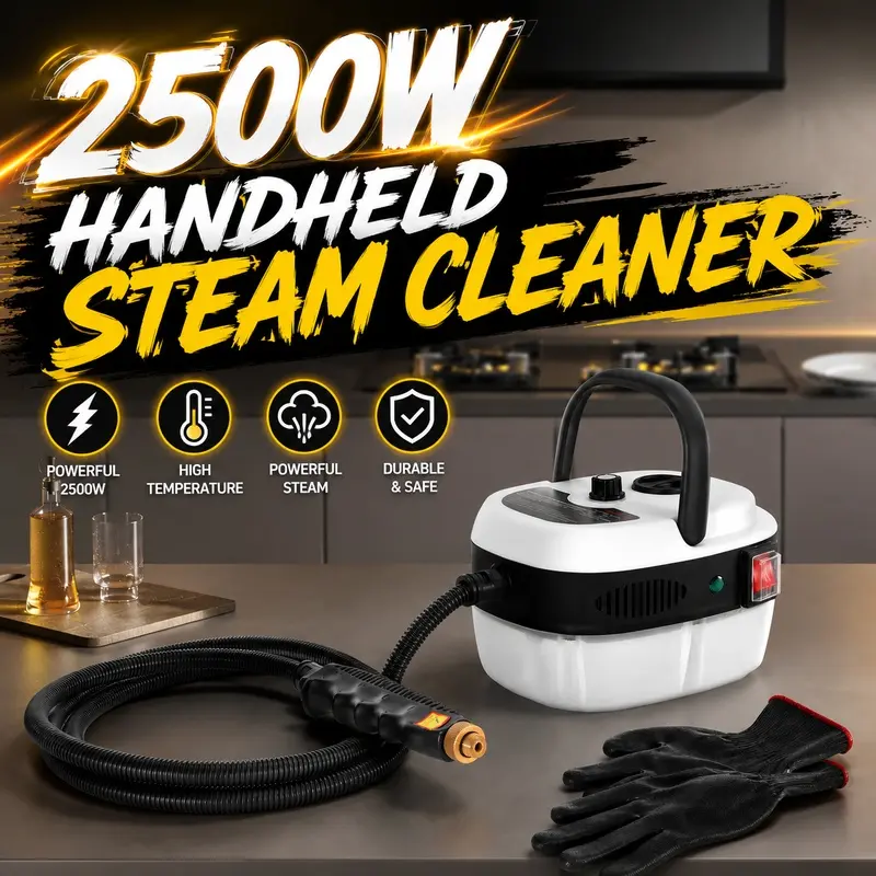2500W Handheld Steam Cleaner, Multi-Function High-Temperature Cleaning Device with Protective Gloves, for Car & Sofa Cleaning - 5232