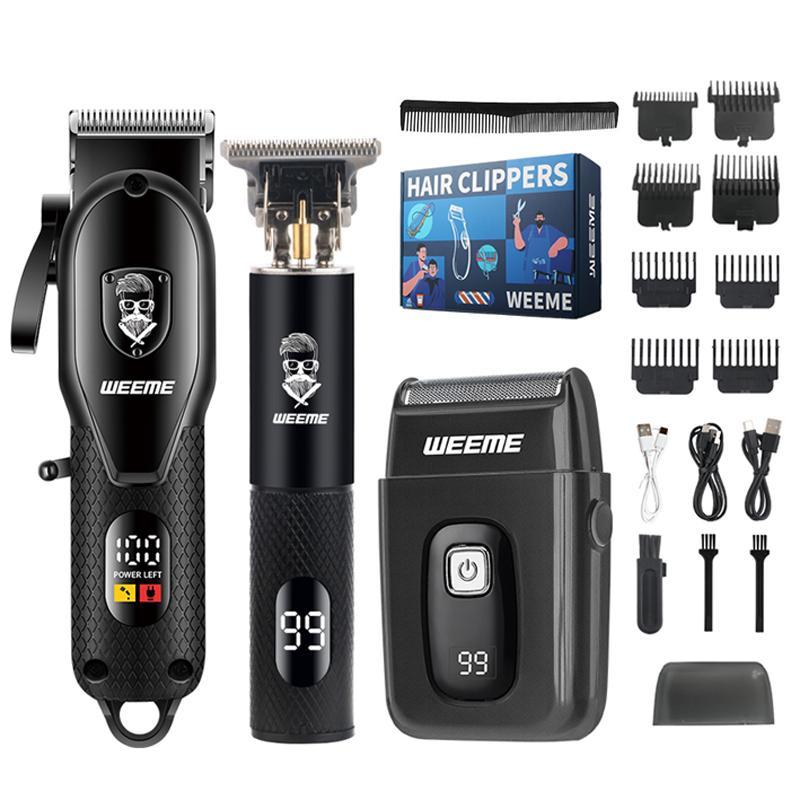 Electric Multifunctional Hair Trimmer Kit, Professional Cordless Hair Clippers and T-Blade Trimmer Combo for Men with LED Display, Barber Equipment Set