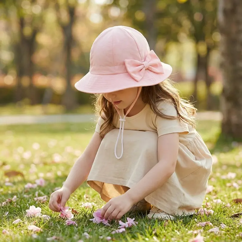 UPF50+ UV Protection Wide Brim Baby Girl Bucket Hat, Soft Lightweight Breathable Floppy Toddler Beach Cap, All-match Sun Hat Perfect for Summer Swim, Holiday Travel and Daily Outdoor Walks, Comfortable Anti-UV Kids Headwear