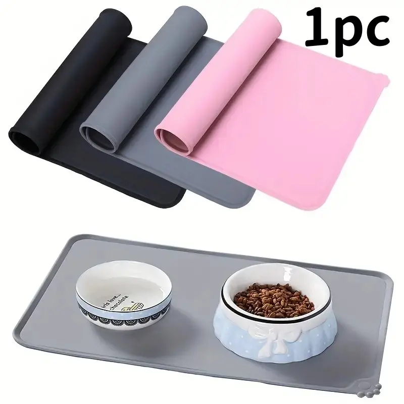 Silicone Pet Feeding Mat, 1 Piece Non-slip Pet Food Mat, Waterproof Pet Feeding Pad, Pet Supplies for Food & Water, Dog & Cat Accessories