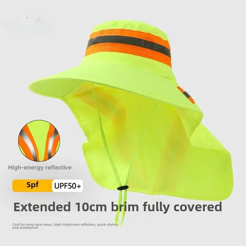 Reflective Sun Hat Sunshade Anti UV Adjustable Design Bucket Hat Large Brim Neck Shawl Protection Sun Worker Outdoor Hat