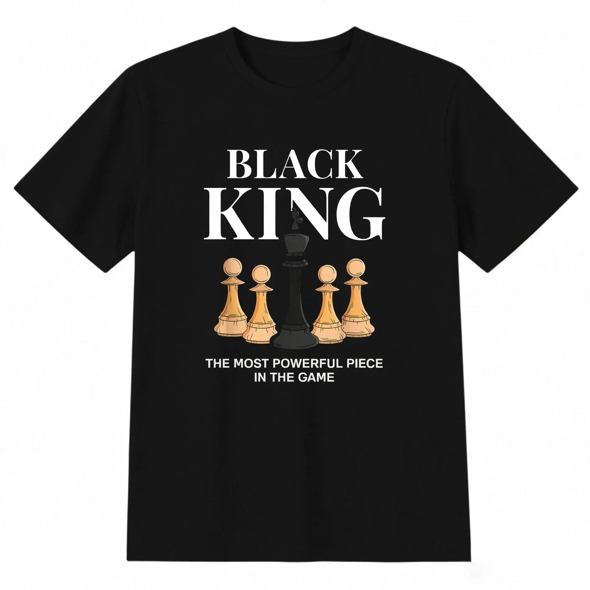 Unisex Graphic T-Shirt with 'The Most Powerful Piece' Chess King Print, Short Sleeve Tee