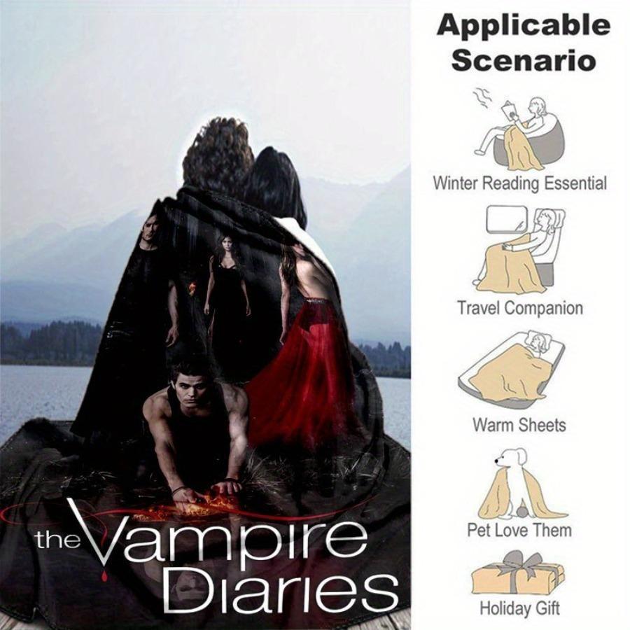 Vampire Diaries TV Show Inspired Blanket Soft Cozy Leisure Warm Bed Blanket for Couch & Bedroom, Flannel & Fleece Throw Blankets, Dark, Mystical, Trendy, Ideal Gift for TV Fans & Vampire Lovers, Birthday, Holiday