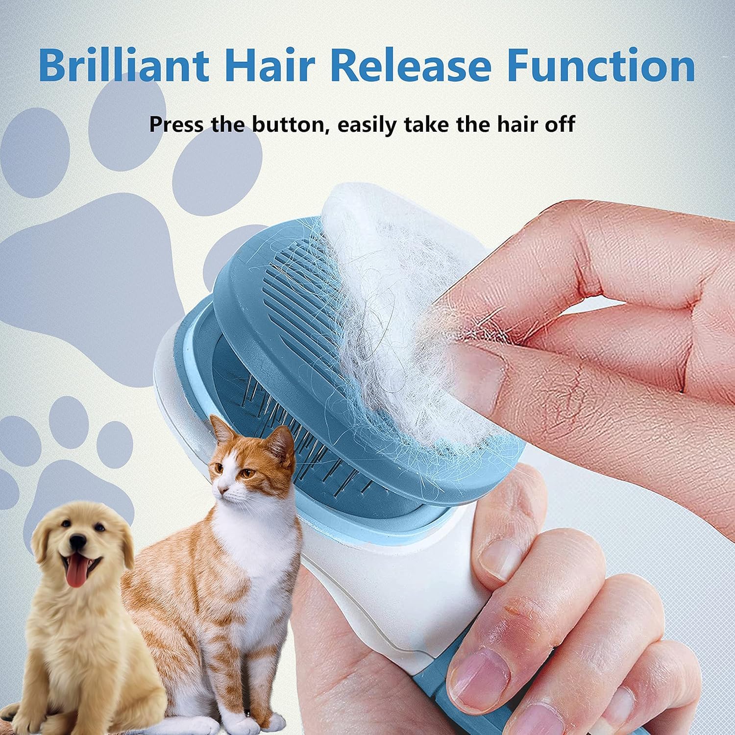 Automatic Pet Hair Removal Brush, 1 Count Pet Grooming Brush, Slicker Brush, Shedding Brush with Cleaning Button, Pet Massage Brush for Cats, Dog & Cat Grooming Supplies