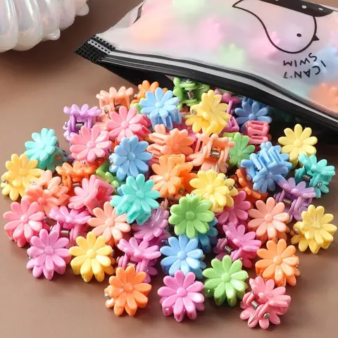 Daisy Hair Clips for Kids, Multicolor Floral Hair Accessories for Girls, Soft Plastic Clips for Braids and Ponytails, Cute Style, Flower Hair Accessories