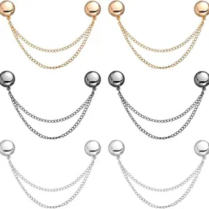 6pcs Magnetic Clothing Clips with Chain, Multi-Function Magnet Button Pins, Hijab Cuff Clips for Hem of Clothes, Long Pants, Sleeves