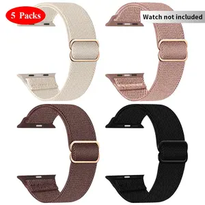 4 Pcs/Set Adjustable Nylon Watch Band, Elastic Strap for Apple Watch, Unisex Replacement Band (Band Only)