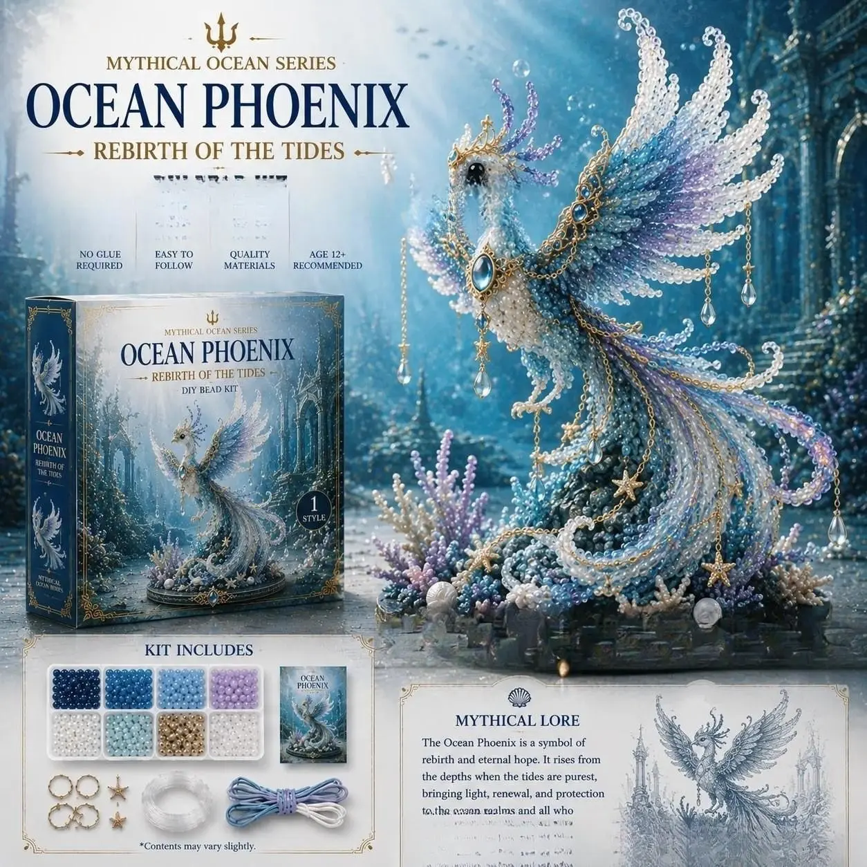 Fantasy Ocean DIY 3D Bead Craft Kit, Relaxing Stress Relief, Perfect Gift for Handicraft Enthusiasts, Creative Crafting Supplies