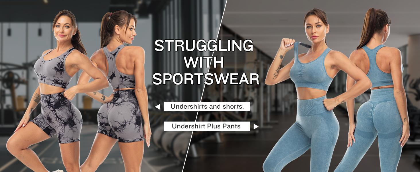 3 Piece Workout Sets for Women Butt Lifting Leggings with High Impact Sports Bra Gym Shorts