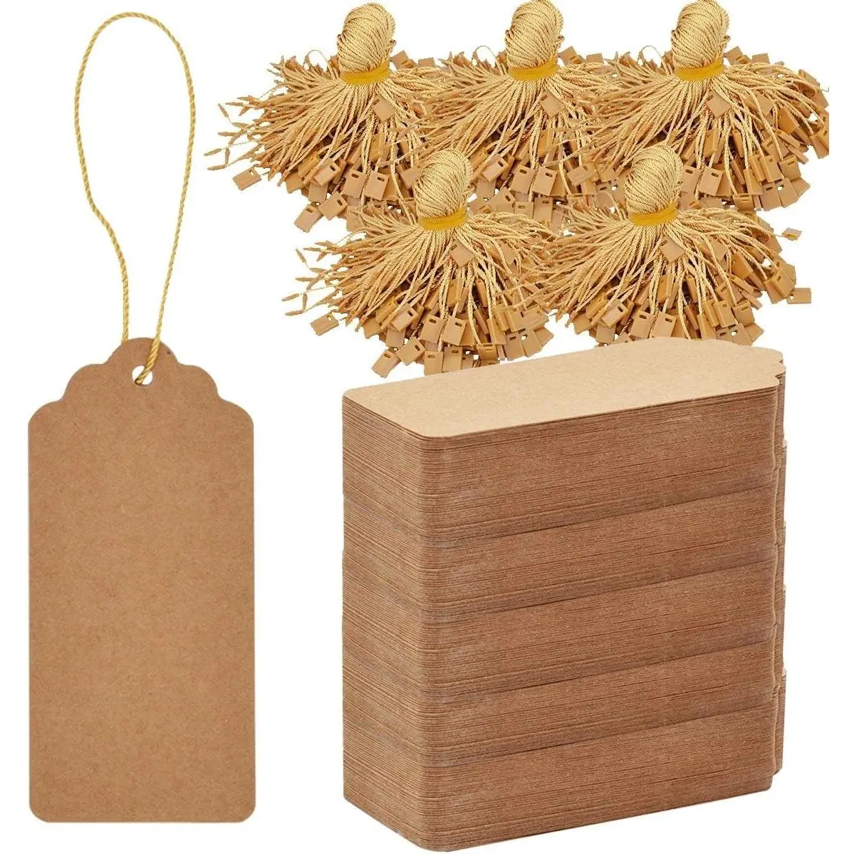 1000 PCS Kraft Paper Hanging Tags - Brown, Large, Ideal for Clothing & Gifts
