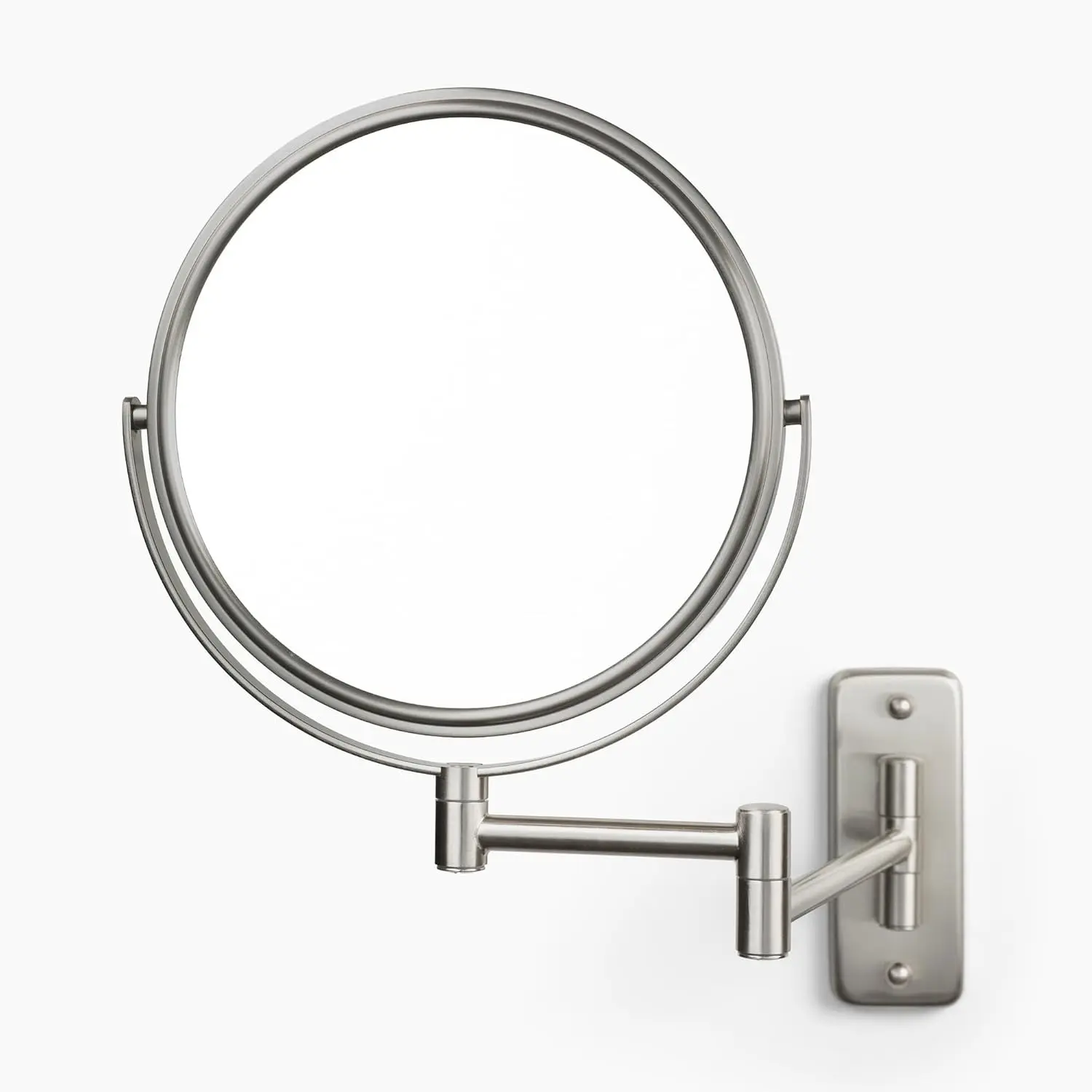 Wall-Mounted Magnifying Mirror - Bathroom Makeup Mirror with 8X Magnification - 8-Inch Diameter - Nickel Finish - Model JP7808N | 8" Round Frame, 13.5" Wall Extension Arm