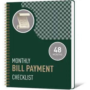 monthly bill payment checklist & Financial Planner Notebook – 4-Year Budget Organizer with 960 Bill Records, Income & Expense , Debt Payoff Log, and Savings Goals