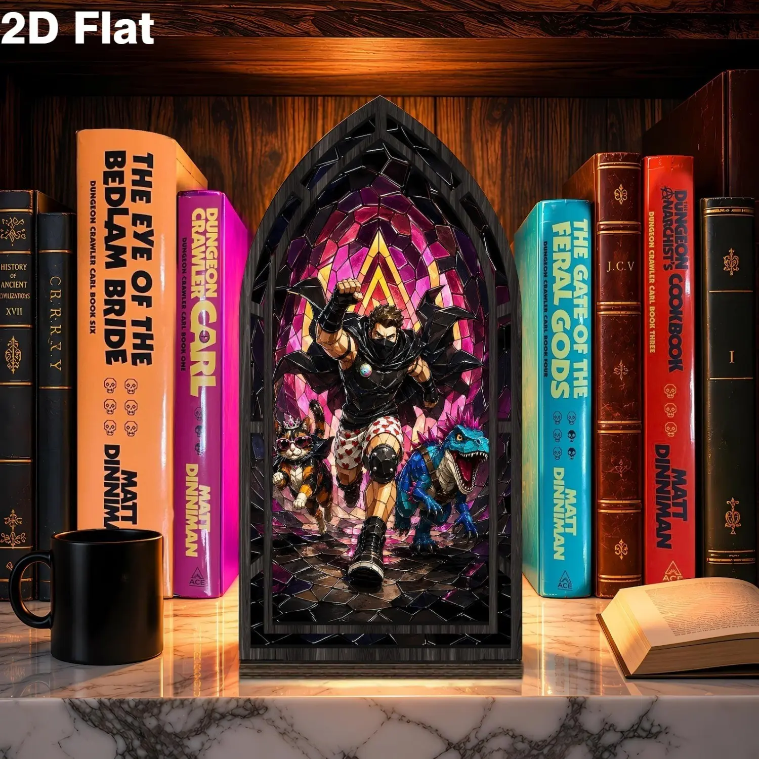 2D Flat, Dungeon Crawler Carl Book Nook, Carl Donut and Mongo Decoration, Princess Donut Book Insert, Book Nook Decor, Book Lover Gift, Shelf Decor, Creative Home Decor, Figurine, Decorative Ornaments