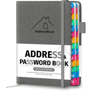 Address Book with Colorful Alphabetical Tabs, 4.7" X 6.2" Hardcover Address and Phone Number Book for Record Contacts, Telephone Address and Password Book Combo for Seniors (Grey)