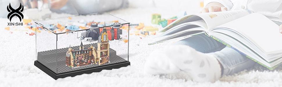 SUNDAY MIRTH Display Case for Minifigure Action Figures Blocks, Display Box Storage for Lego Minifigures, Suitable for Lego Lovers, Black