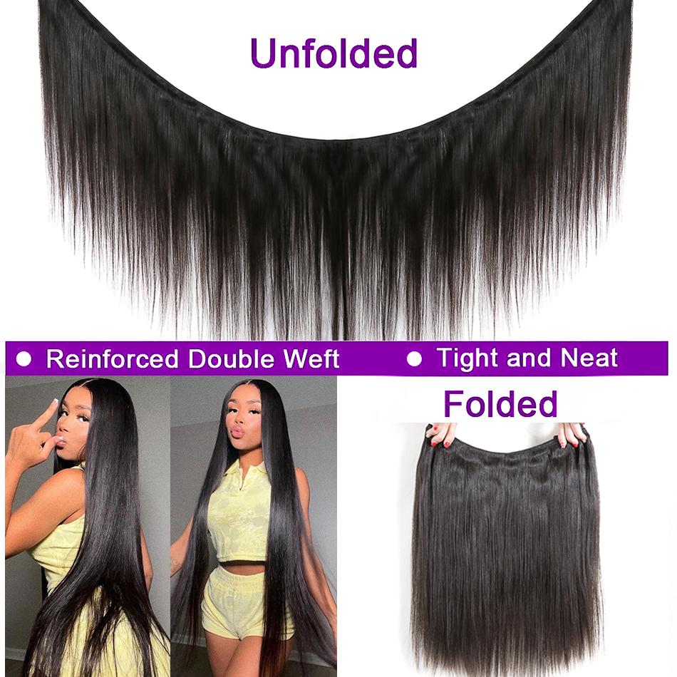 18 36 Inch Bone Straight Weave Human Hair Bundles Raw Hair Extensions Brazilian Natural Black  Deals Unprocessed