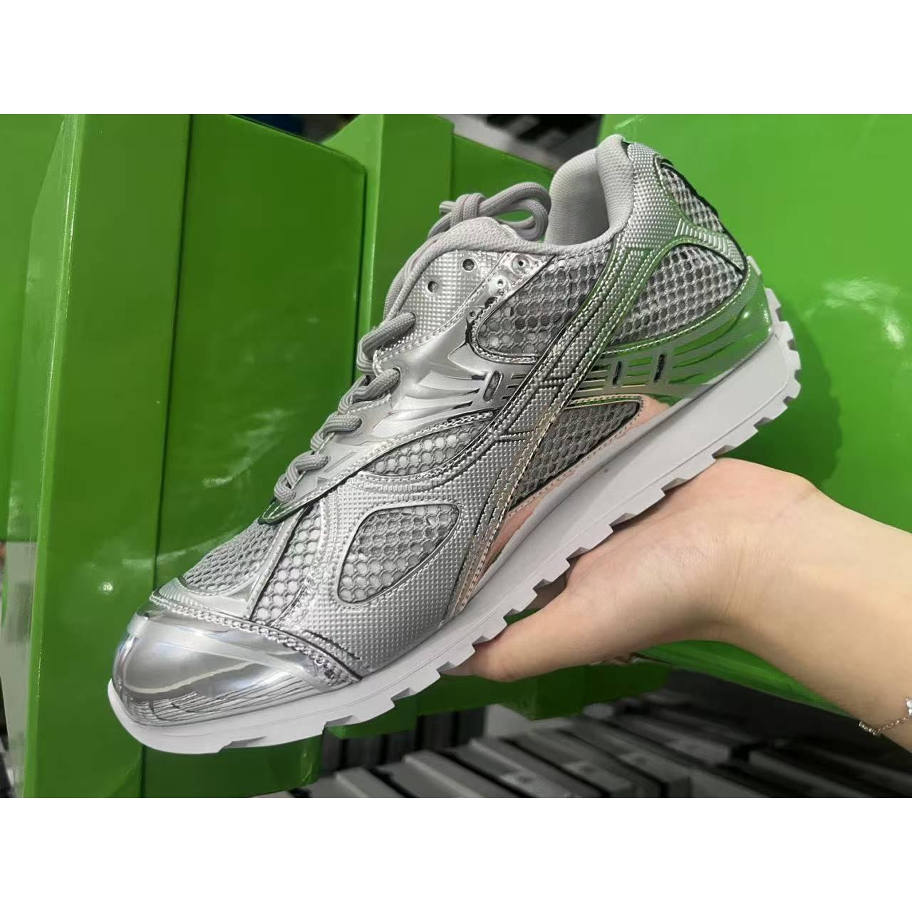 Metallic Red & Purple Retro Sneakers, Breathable Mesh Reflective Running Shoes, Trendy Chunky Casual Footwear