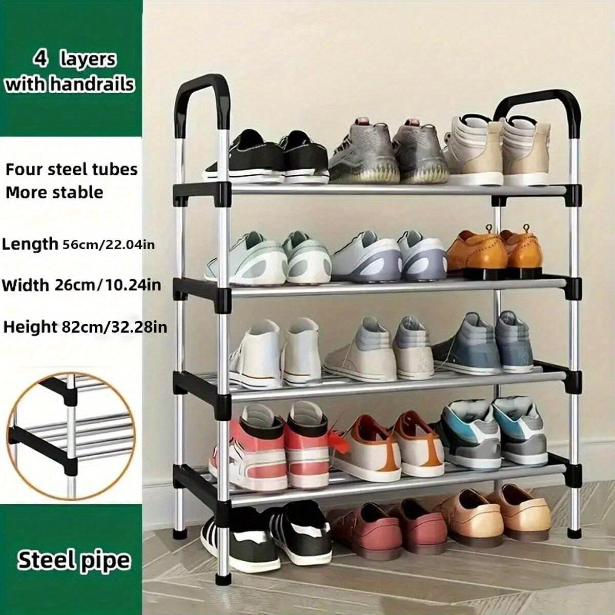 Stackable Shoe Rack Organizer, Shoe Storage Organizers, 4-7 Layer Space-Saving Design, Easy Access Without Dust Cover, Ideal for Home Use, No Assembly Required