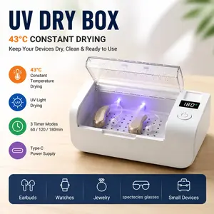 UV Cleaning Box, 43°C Constant Temperature Drying and Disinfection Box, Portable Home Storage Case for Hearing Aids, Watches, Jewelry, and Small Accessories