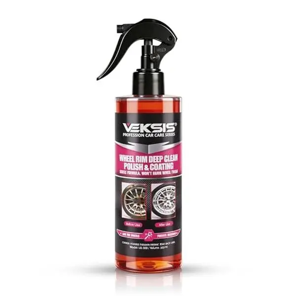 Veksis Wheel Rim Deep Clean Polish & Coating – 300ml 3-in-1 Ceramic Wheel Cleaner, Polish & Coating for Cars, Removes Brake Dust & Grime, Hydrophobic Protection, High Gloss Shine for All Wheel Types