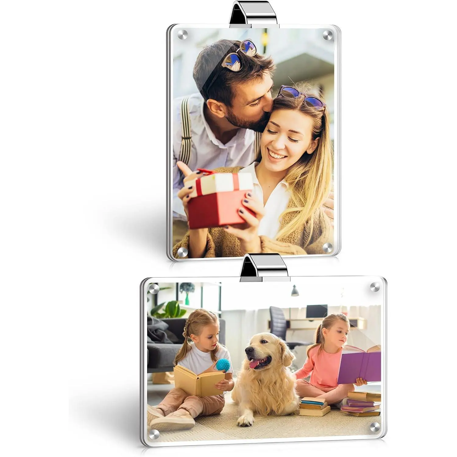 2 Pack Transparent Car Sun Visor Photo Clip Frame Decor - Room Decor Accessory for Preserving Memories, Fits Standard Sun Visors, Holds 3 in Photos, Grip Design, No Tools Needed, Peel-and-Stick Installation