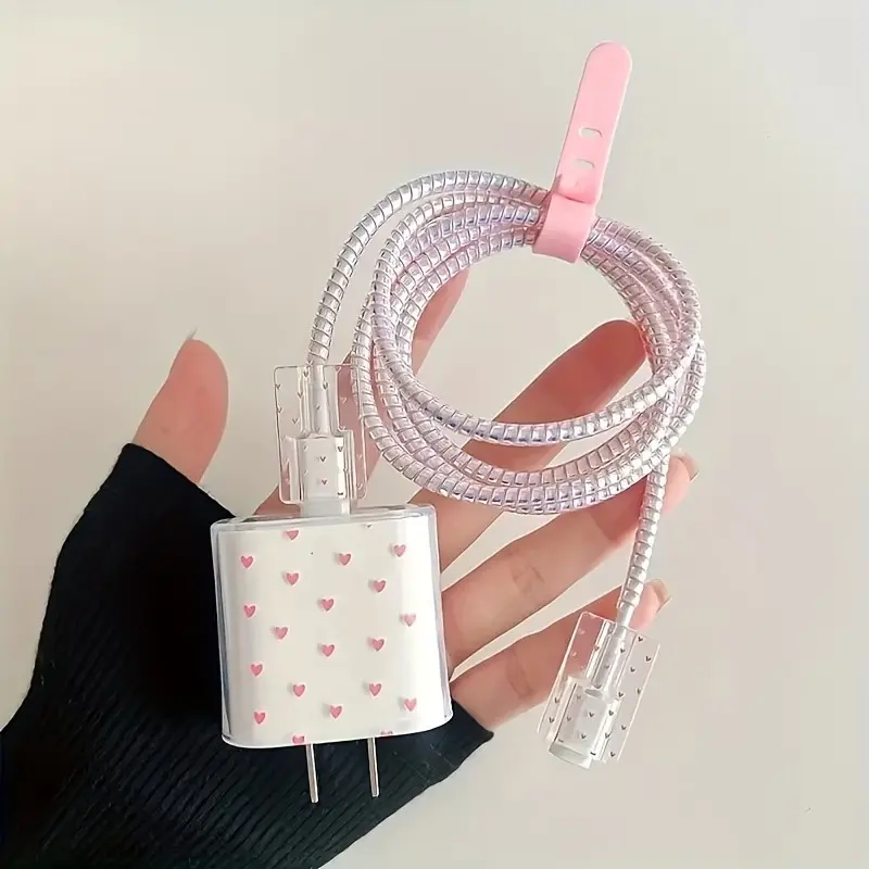 Heart Creative Charger Protector for Apple 18/20w, Anti-Drop Charging Head Case, Data Cable Protection, iPhone 13-17 Pro Max, Pet Proof, Gift Idea