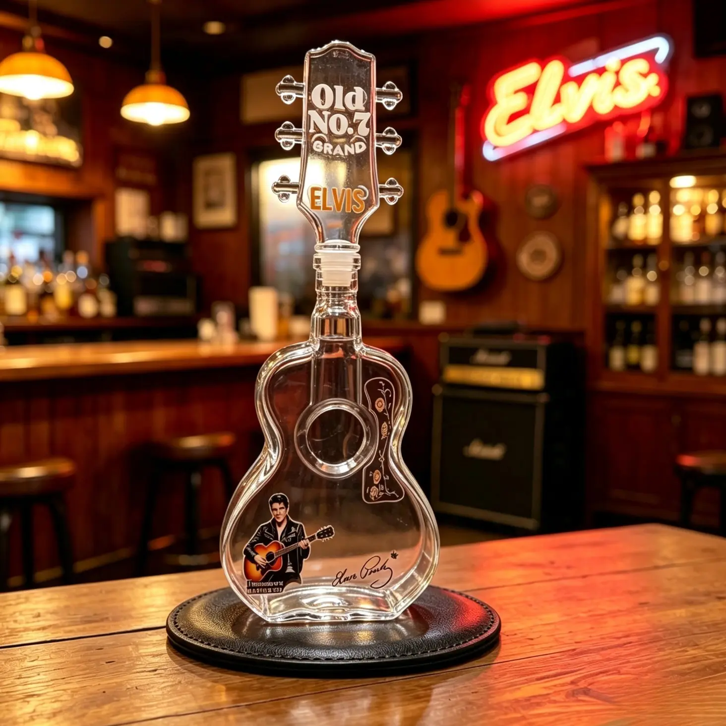Premium Handmade Electric Guitar Shape Glass Liquor Bottle, Unique Rock Themed Wine Decanter, Perfect Gift for Music Lovers, Collector, Man Cave & Home Bar Decor