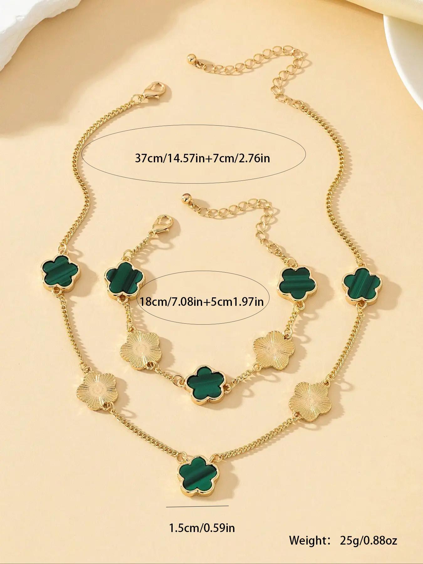 Women's Elegant Fashion Flower Charm Jewelry Set, Pendant Necklace & Bracelet, Casual 2025 New Trendy Matching Fashionable Jewelry Set for Party, Daily Clothing Decor for Girl, Cute Jewelry