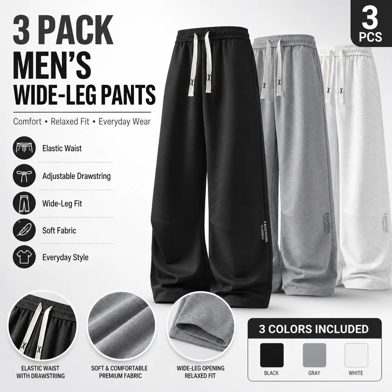 Versatile Draped Wide Leg Casual Sweatpants