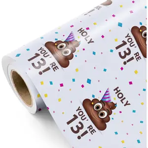 WRAPAHOLIC Funny 13th Birthday Wrapping Paper - Mini Roll - 17 Inch x 33 Feet - Holy Shit You're 13 Design for Birthday, Party, Prank