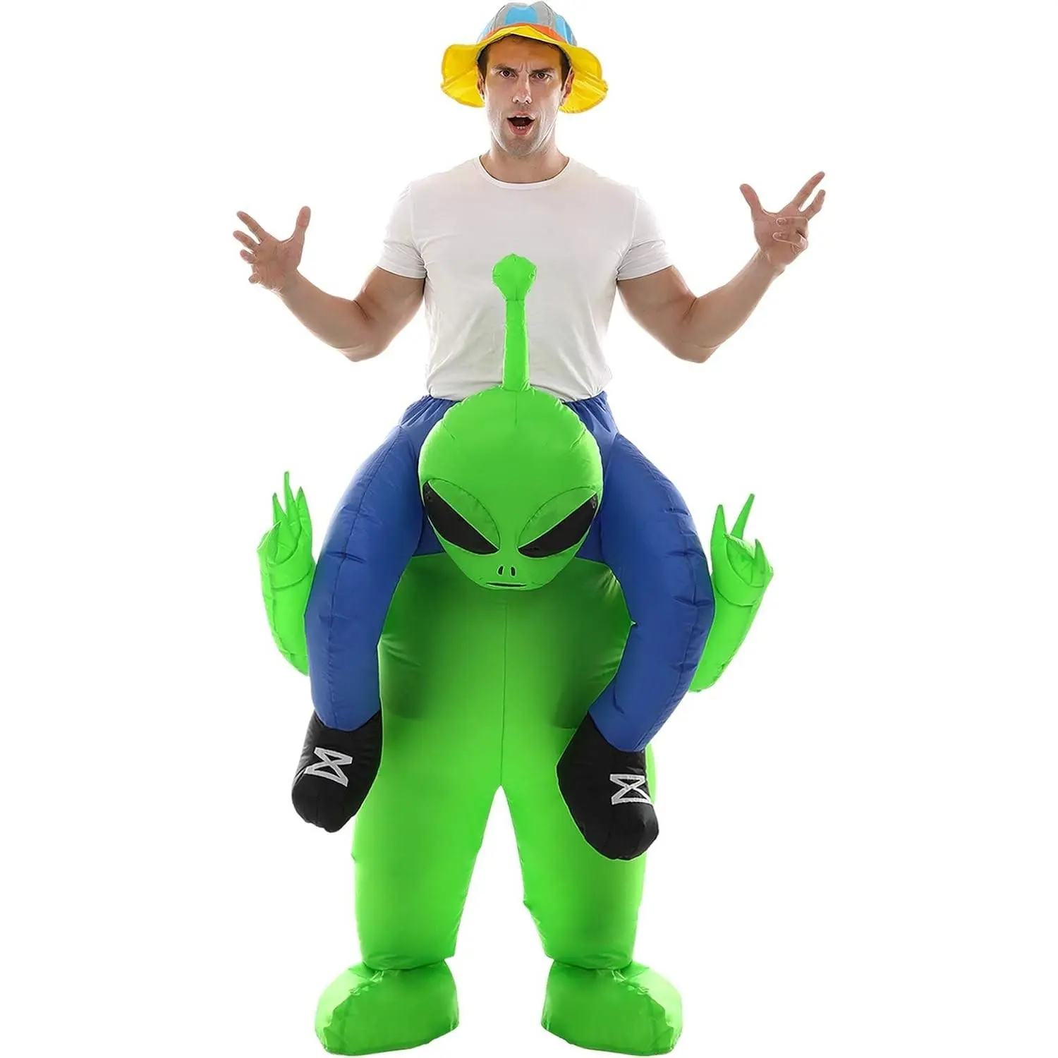 Inflatable Alien Ride-On Costume for Adults - Funny Halloween Blow Up Suit, Durable Lightweight Design, Powerful Fan, Easy to Wear for Parties, Events & Photos(Gift)