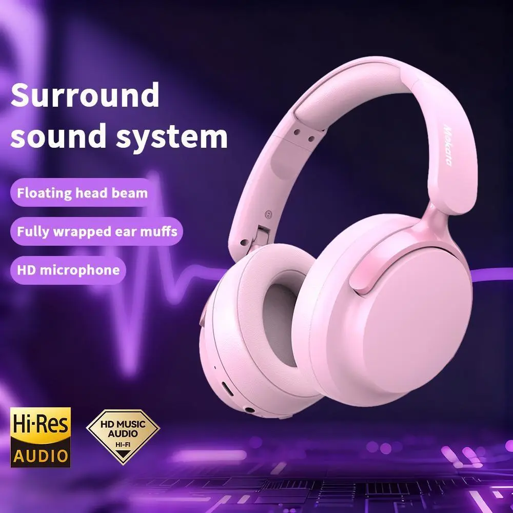 MOKATA Wireless Over-Ear Noise Cancelling Headphones - Bluetooth, Wired Stereo Audio, Foldable, Lightweight, Soft Earmuffs, Micro SD/TF Card Slot, High-Quality Sound Gaming Headset for Music, Cell Phones, PCs