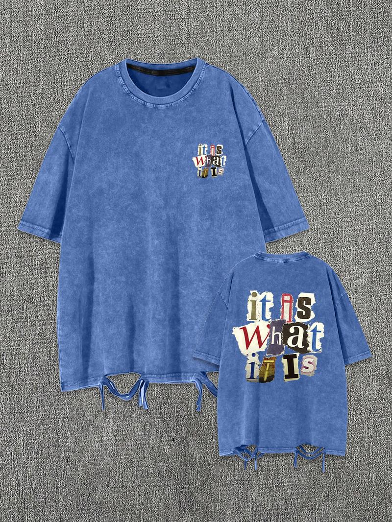 Men's Cartoon Letter Print Short Sleeve Tee, Regular Fit Casual Street Soft Comfy Round Neck T-Shirt for Summer, Menswear for Daily Wear, Top