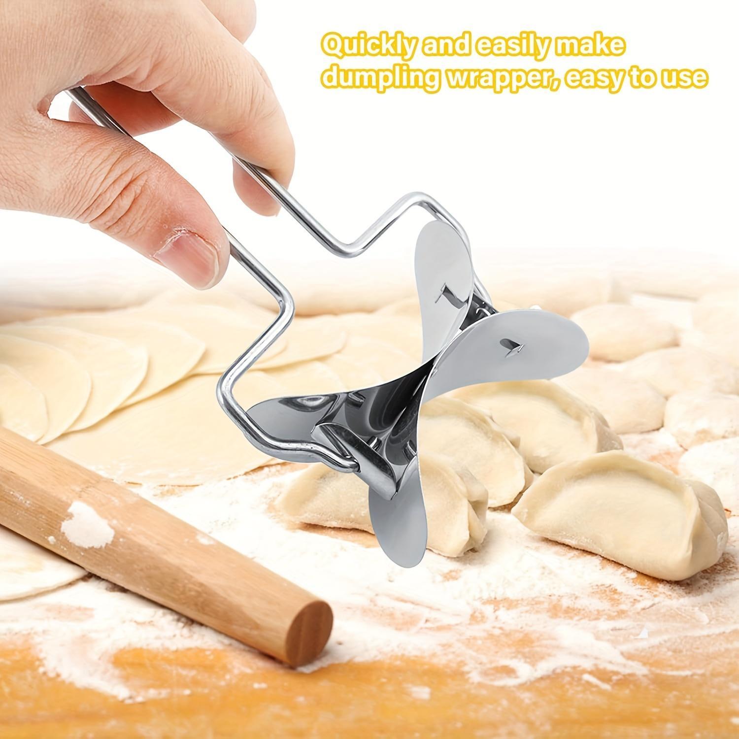 [Durable Build] Yuhuphyllic Stainless Steel Dumpling Maker - Automatic Dough Cutter and Pastry Press, Ergonomic Handle, Ideal for Home Kitchen Cooking and Baking, Dumpling Maker Press