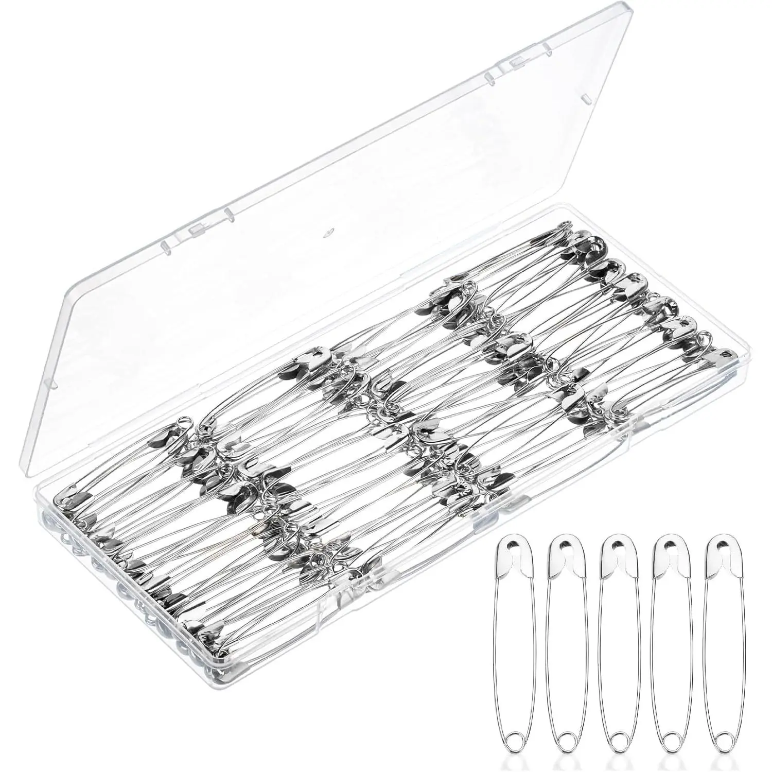 - Large Safety Pins, 2.2 Inch, 100 Pack | Rust-Resistant Nickel Plated Steel, Heavy Duty Large Safety Pins for Clothes, Sewing, Arts & Craft, Decorations