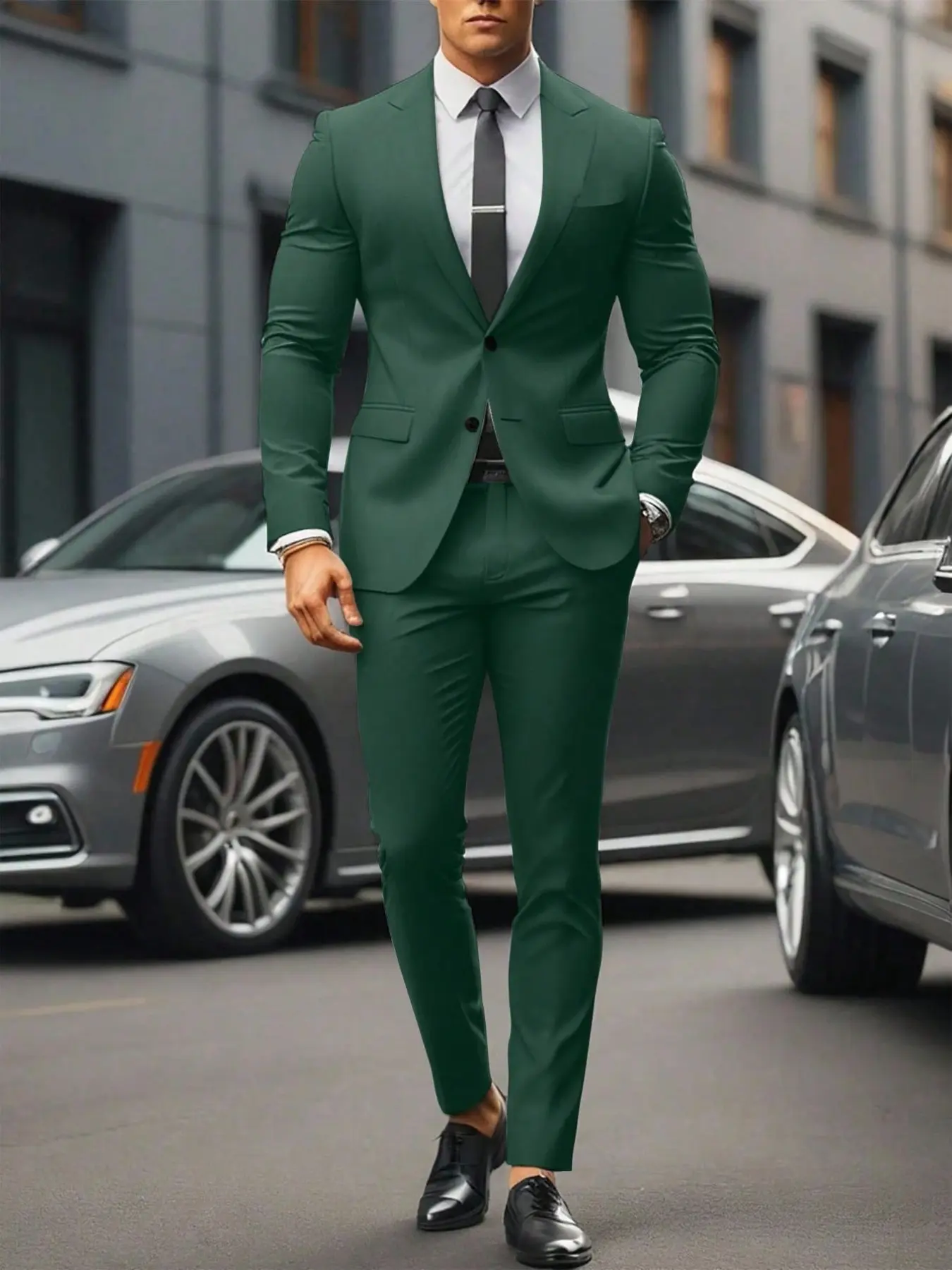 Men's Fashion Solid Slim Fit Suit Set, Light Business Casual Single Button Blazer Two Piece, Spring Fall Office Wear, Date Party Dress, Men's Gift