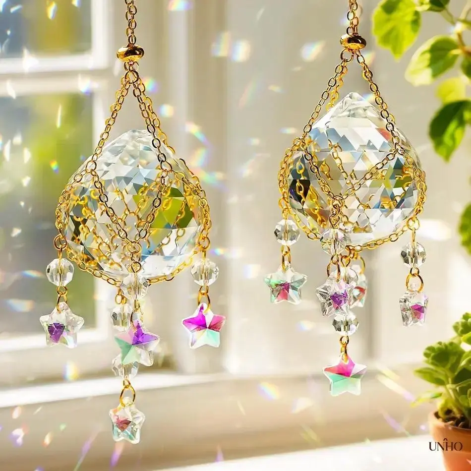 DIY Bag Accessory And Sun Catcher Kit, Natural Crystal Celestial Pendant, Glittering Wind Chime For Indoor Window & Wall Hanging, Artistic Hangable Ornament, Ideal Festival Gift For Home Decor