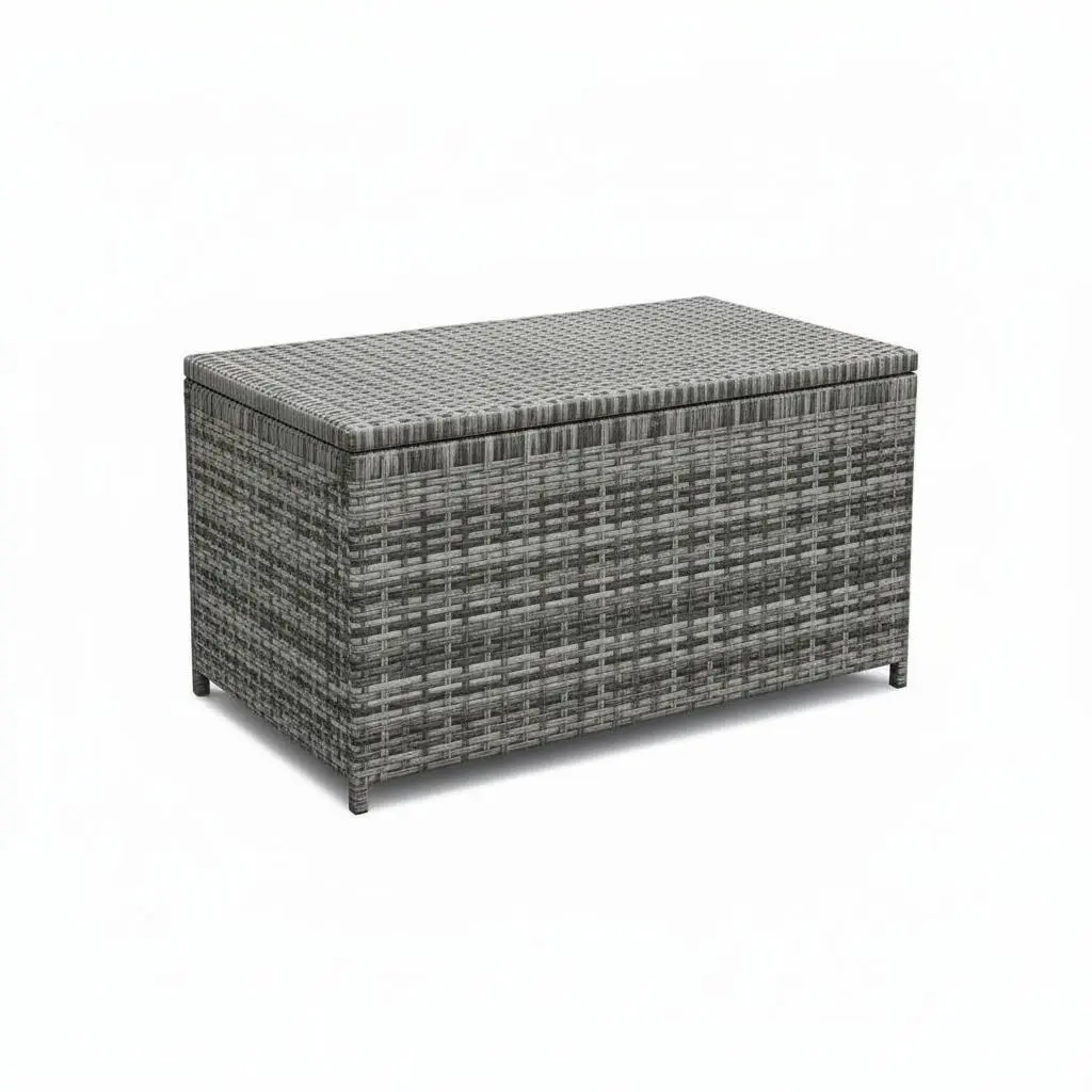 120‑Gallon All‑Weather Outdoor Storage Chest, Oversized Resin Organizer with PE Wicker Finish, Waterproof Patio Bin, Great for Cushions, Garden Tools & Pool Toys, Backyard Outdoor Furniture Storage