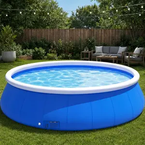 ARCH Inflatable Swimming Pool 10ft x 10ft x 2.5ft Blue PVC Outdoor Family Pool for Backyard Garden Yard Summer Fun Easy Setup Foldable Storage 1200 Gallon Capacity, Blue Color Options, PVC Material, Product Dimensions: 120.08 W x 120.08 D x 29.92 H