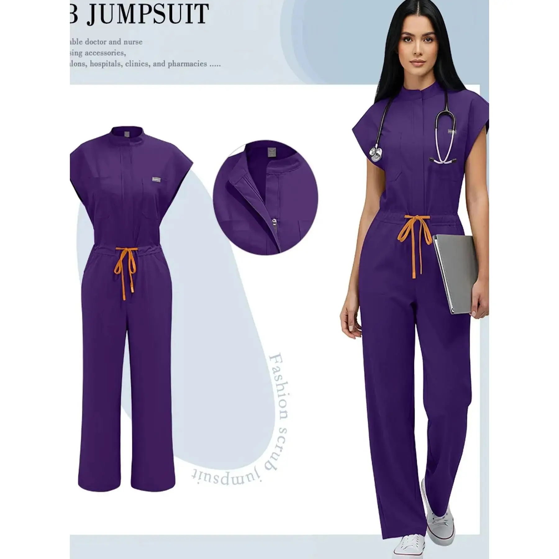 New Beauty SPA Uniform High Durable Basic Nurse Uniform Dental Overalls Nursing Scrubs Jumpsuits Workwear Women Surgical Gown Wholesale