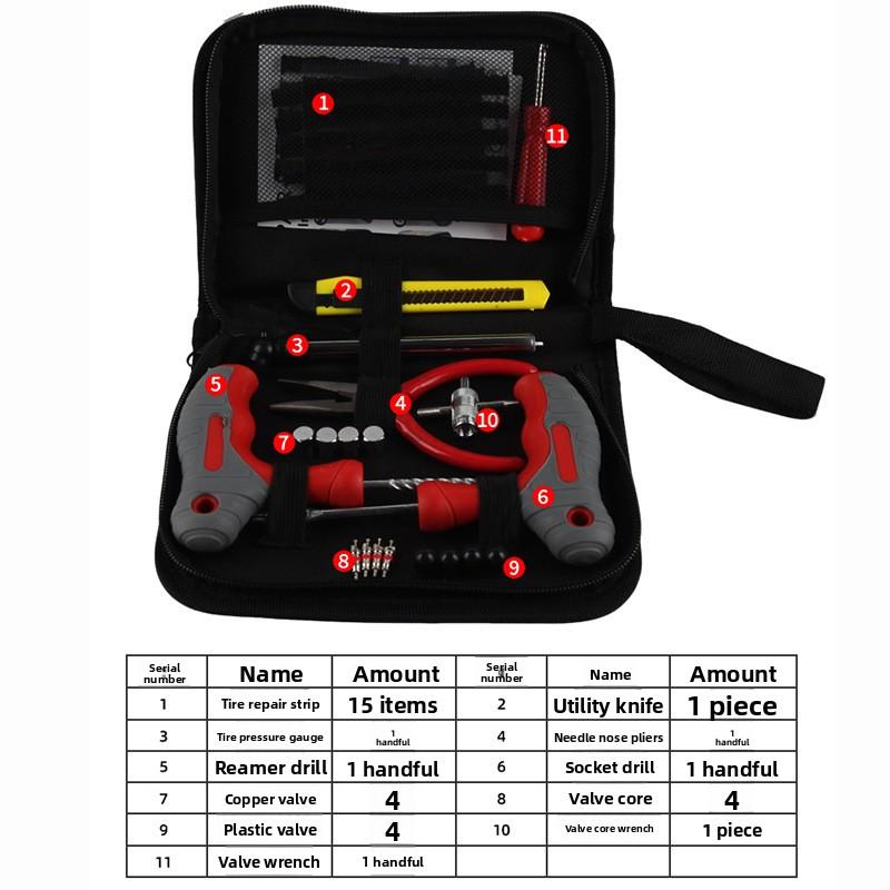 Car & Electric Vehicle Emergency Tire Repair Kit Quick-Fix Vacuum Tire Patching Tool Set for Cars and Electric Scooters